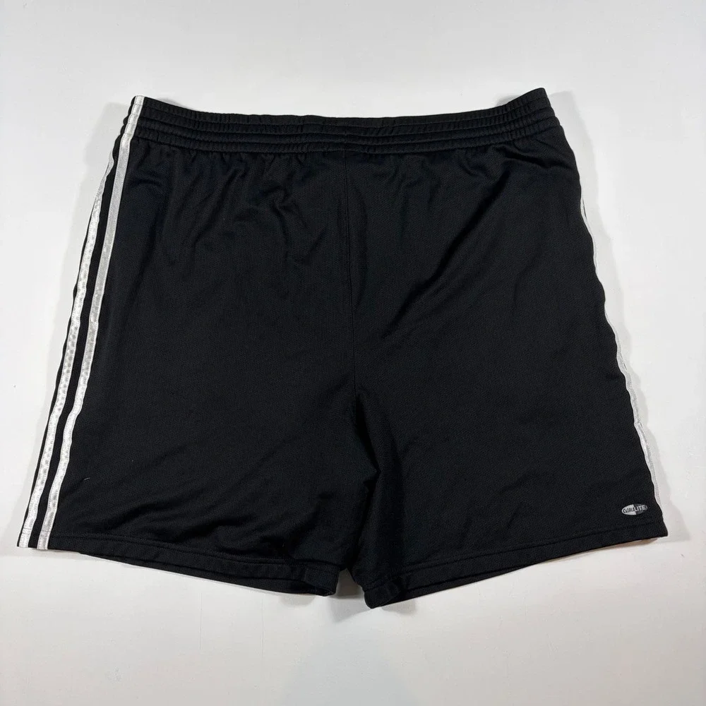 Adidas Athletic Shorts Mens 2XL Climalite Mesh 3-Stripe Black Performance